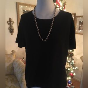 Carissa E Petites black scoop neckline short sleeve sweater size PL